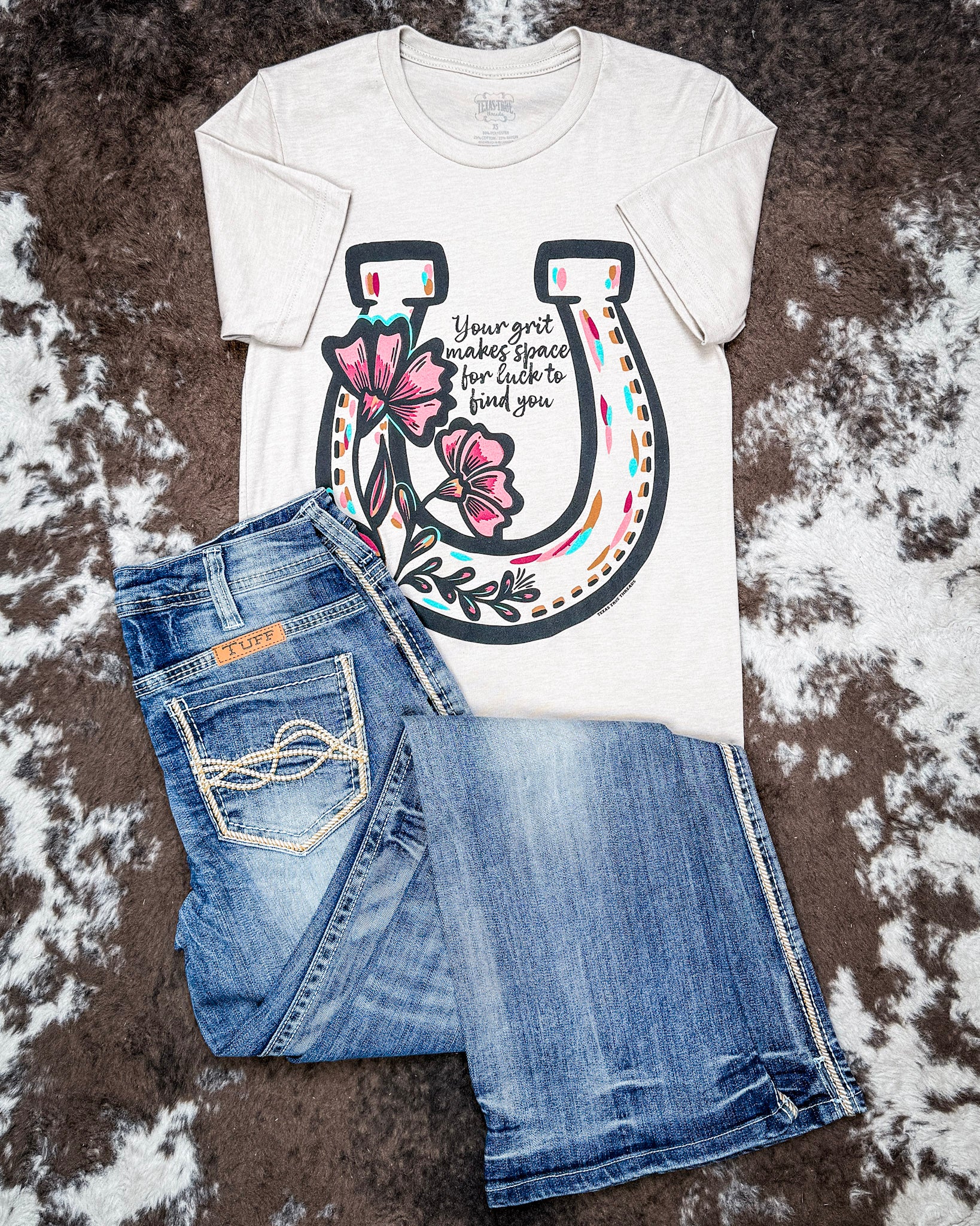 Grit Makes Luck Boyfriend Tee in Natural - Image 3