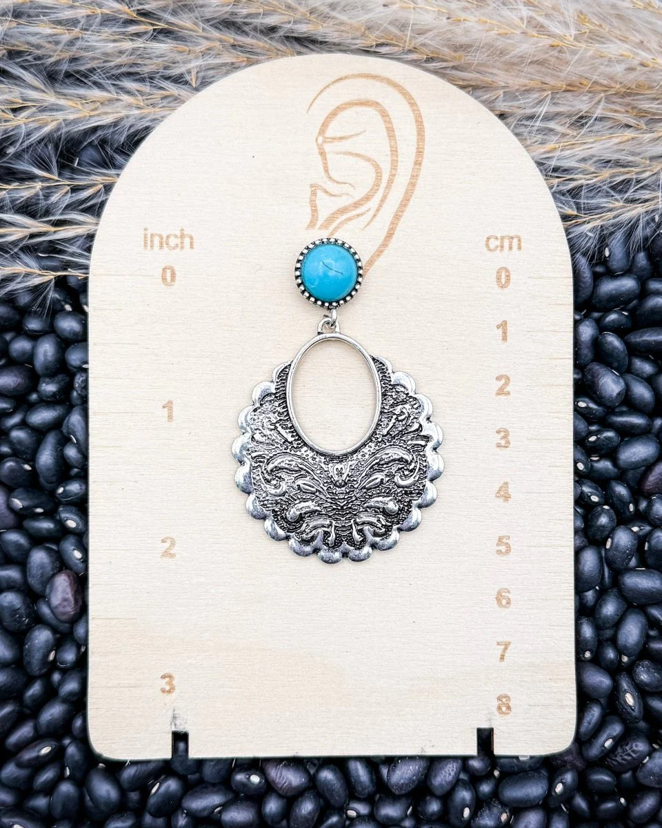 Havencrest Etched Drop Earrings in Turquoise - Image 3