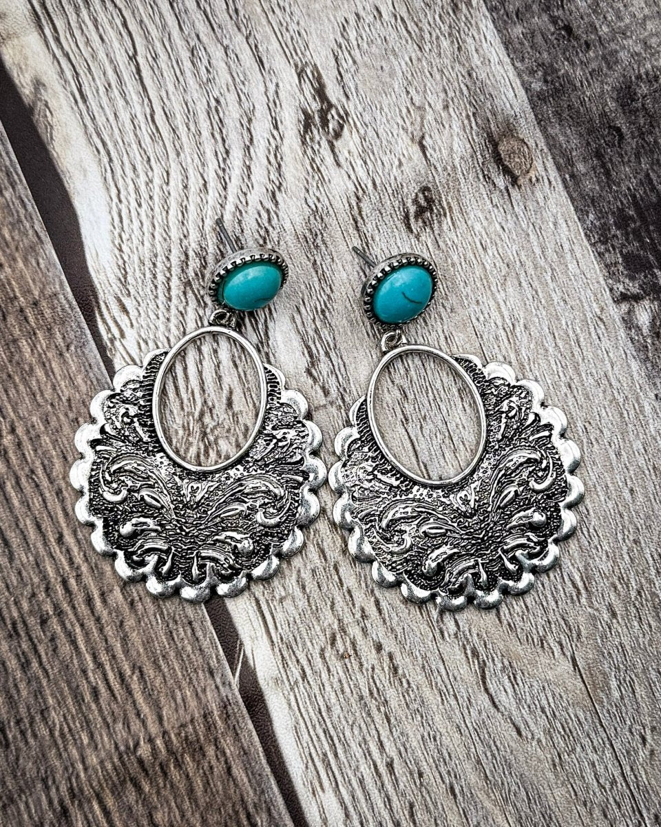 Havencrest Etched Drop Earrings in Turquoise - Image 4