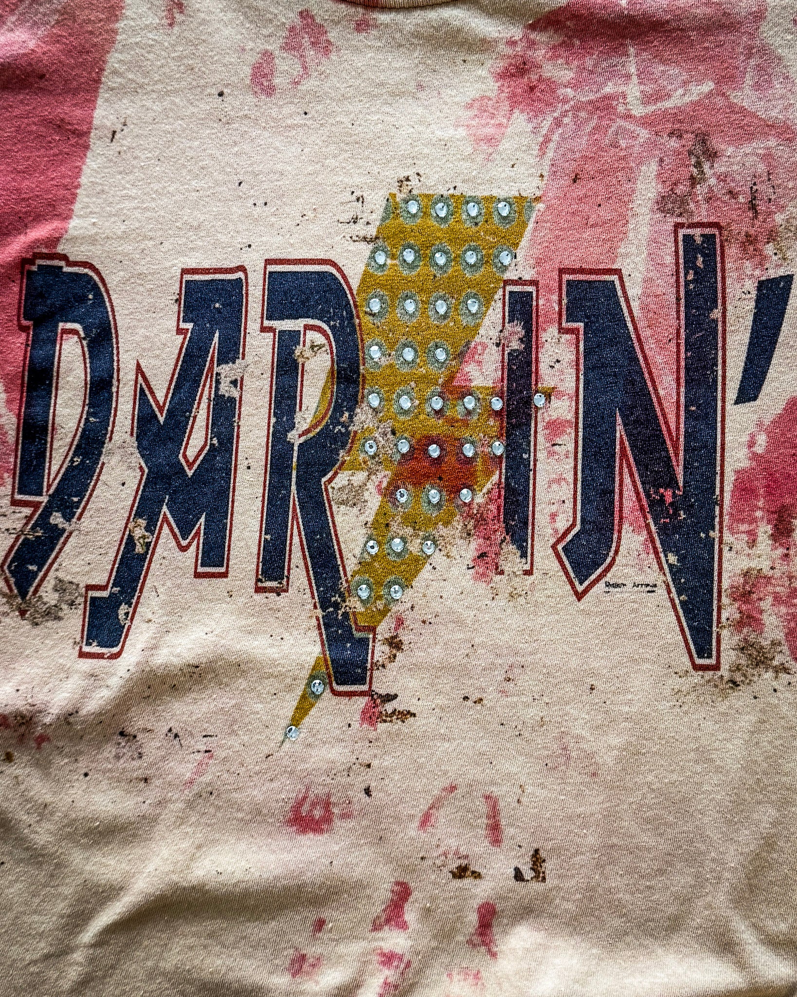Hellbent Darlin Rhinestone Bleached Tee in Red - Image 3