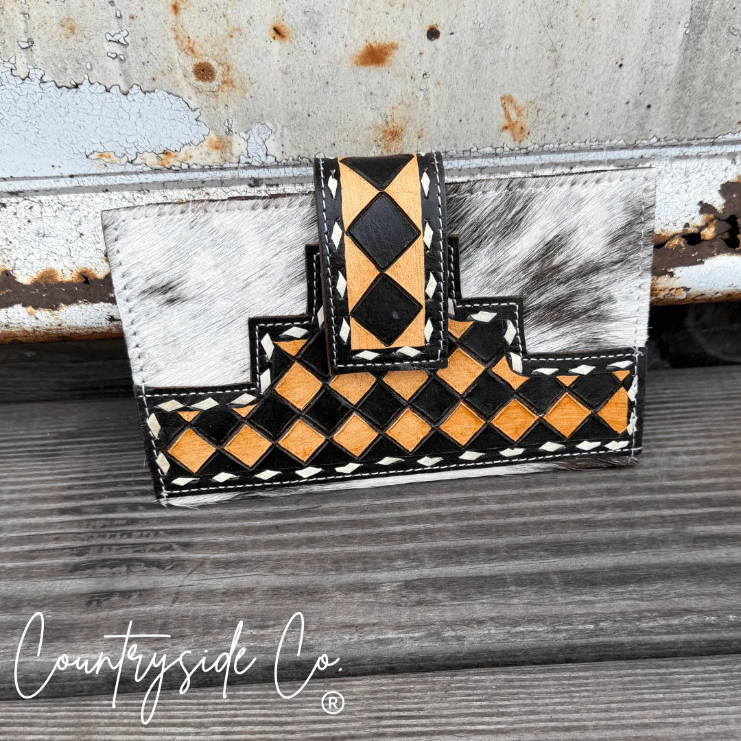 High Plains Checkered Leather and Hide Wallet in Black by Countryside Co. - Image 5