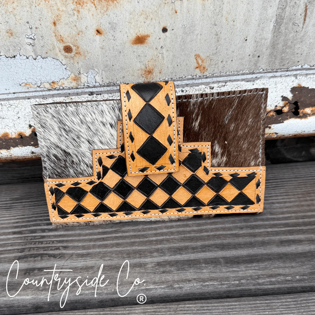 High Plains Checkered Leather and Hide Wallet in Black by Countryside Co. - Image 7
