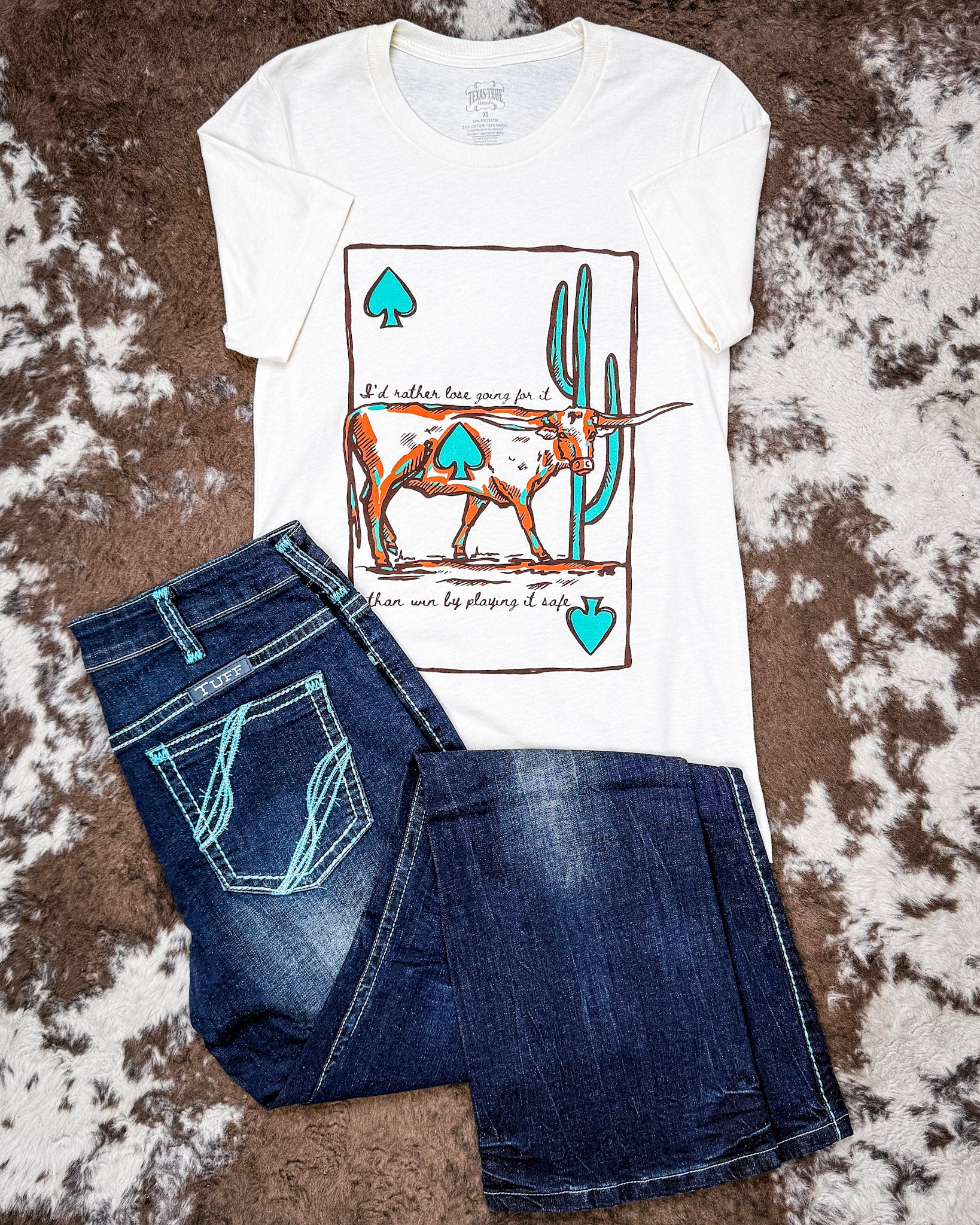 High Stakes Steer Graphic Tee in Cream - Image 3