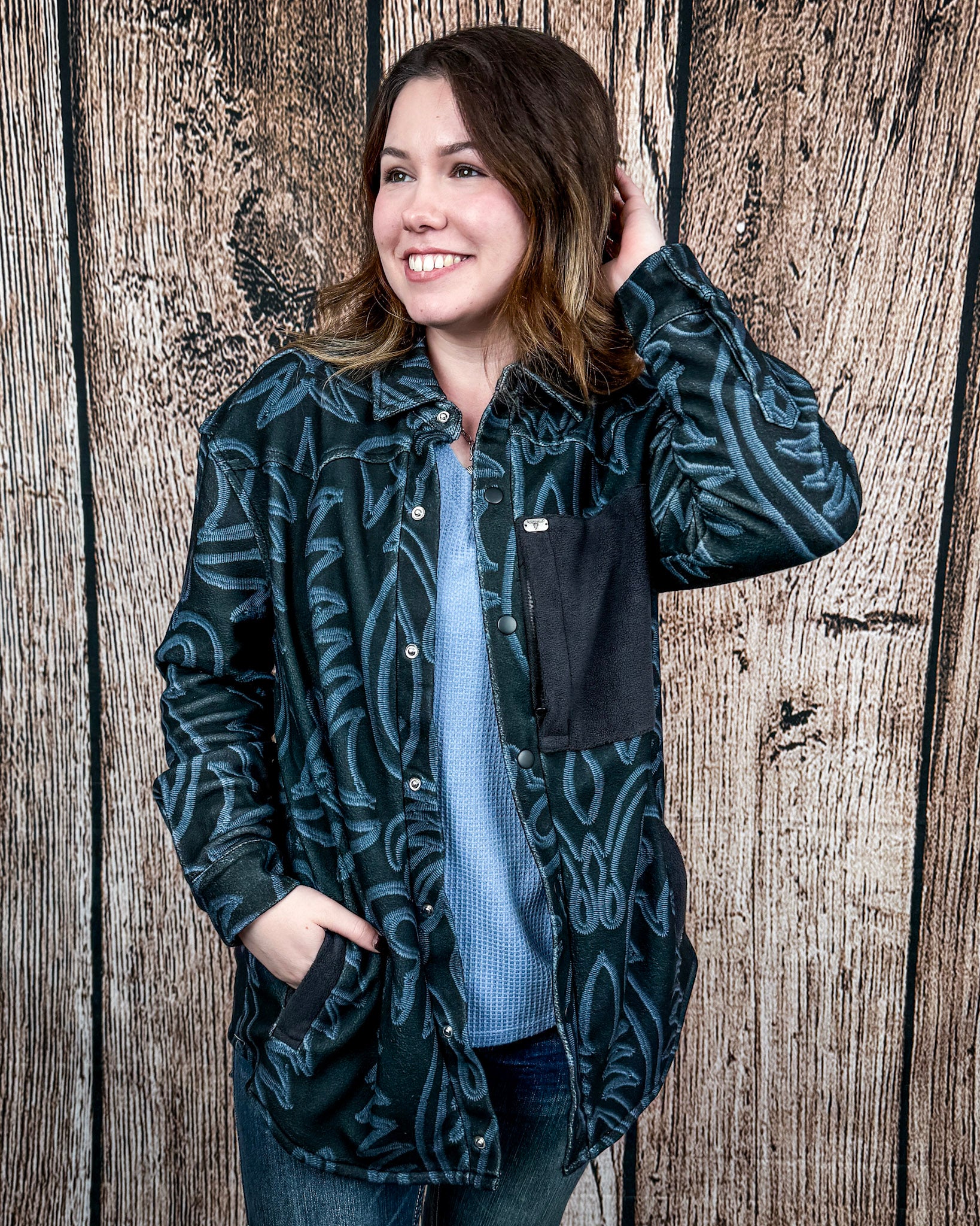 Hollis Boot Stitch Fleece Shacket by Lucky & Blessed - Image 5