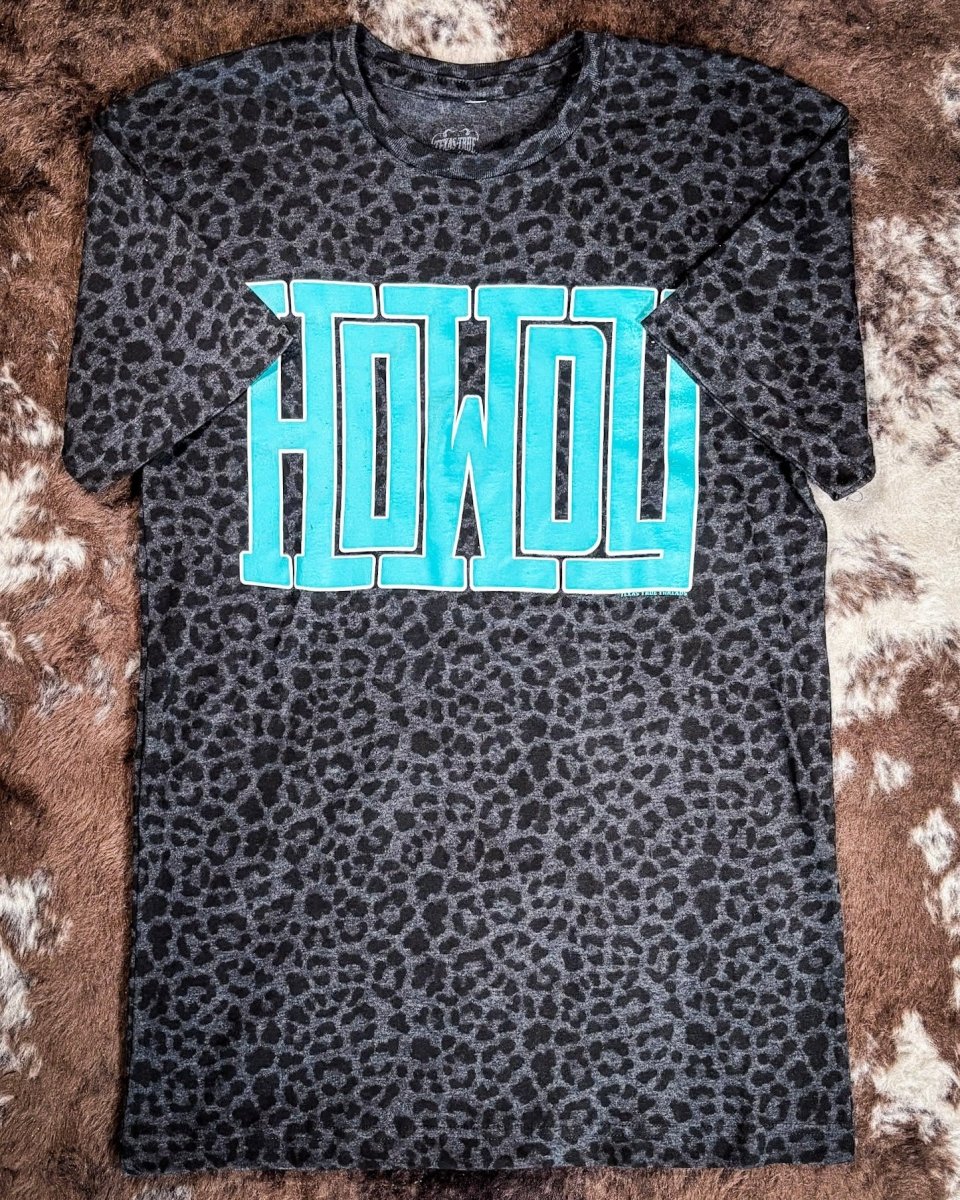 Howdy Block Graphic Tee in Black Leopard - Image 5