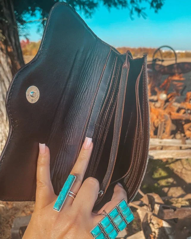 Jessie Jane Hide and Tooled Wallet in Brown by Haute Southern Hyde - Image 3