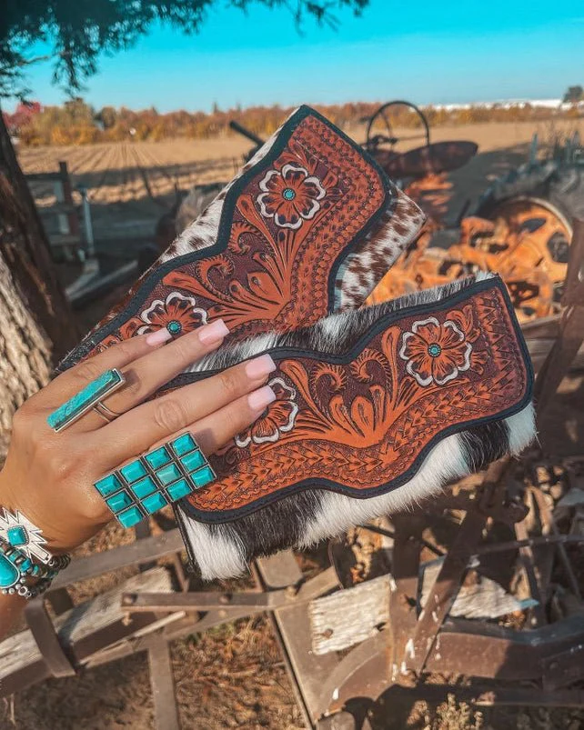 Jessie Jane Hide and Tooled Wallet in Brown by Haute Southern Hyde - Image 4