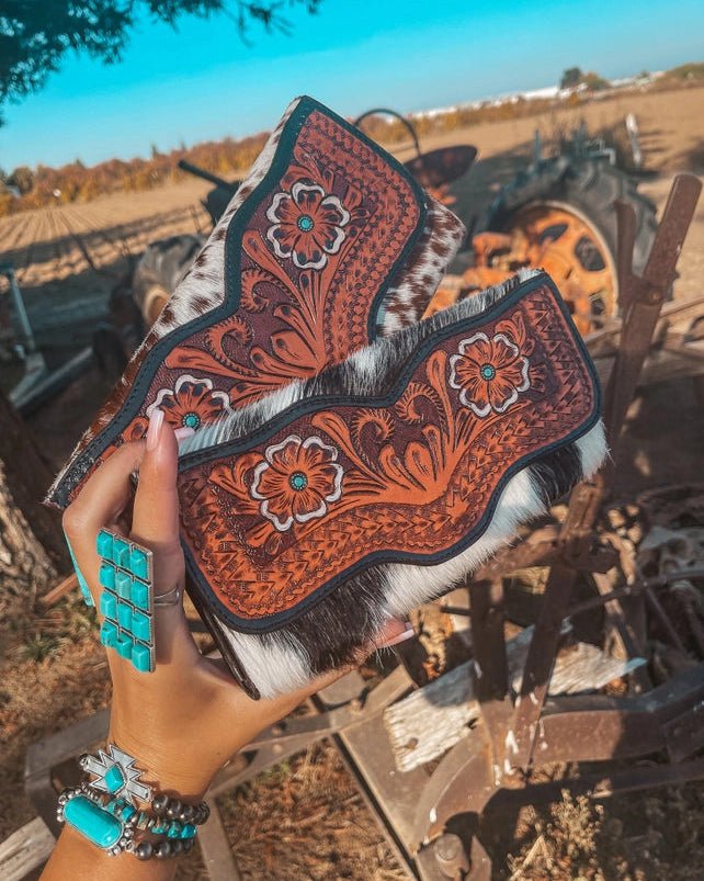 Jessie Jane Hide and Tooled Wallet in Black by Haute Southern Hyde - Image 6