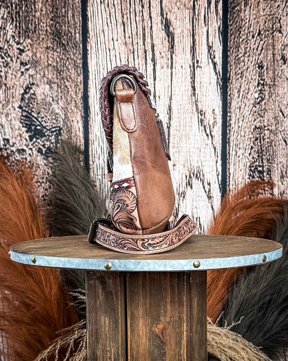 Juniper Tooled Cowhide Crossbody Bag - Image 3