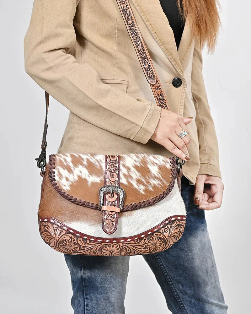 Juniper Tooled Cowhide Crossbody Bag - Image 6