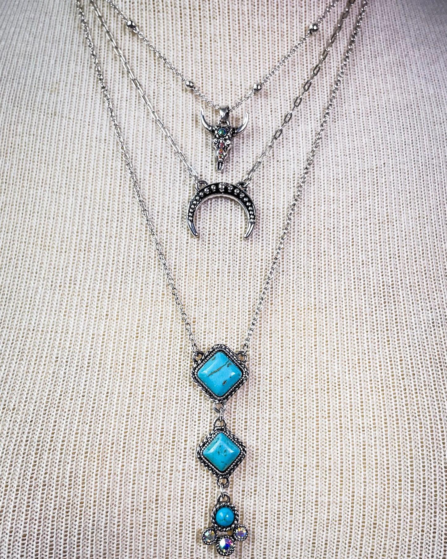 Kaylee Layered Fashion Necklace - Silver - Image 3