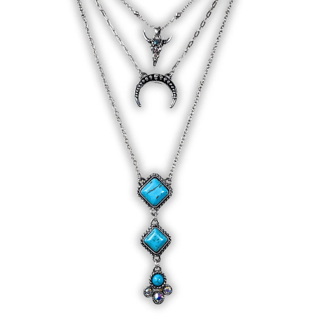 Kaylee Layered Fashion Necklace - Silver - Image 6