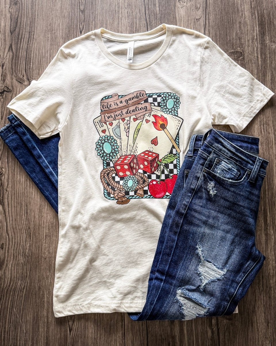 Life is A Gamble Graphic Tee in Natural