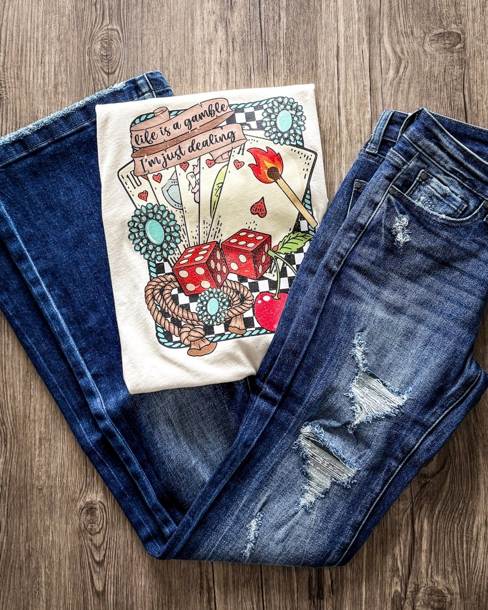 Life is A Gamble Graphic Tee in Natural - Image 5