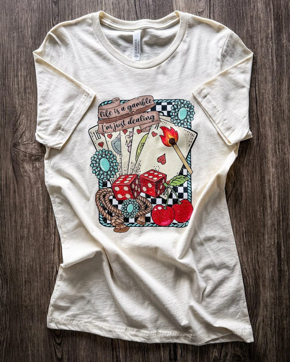 Life is A Gamble Graphic Tee in Natural - Image 6