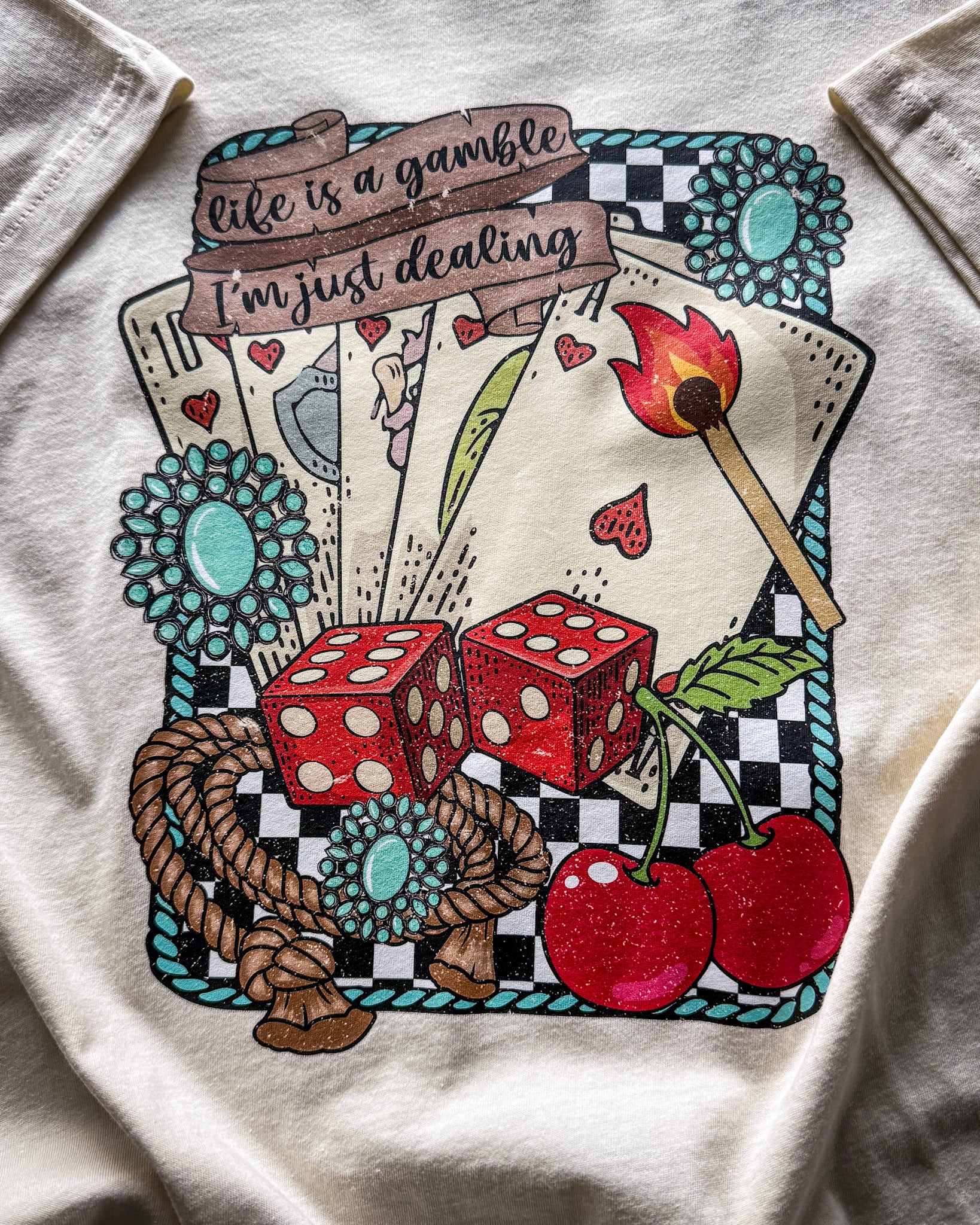 Life is A Gamble Graphic Tee in Natural - Image 7