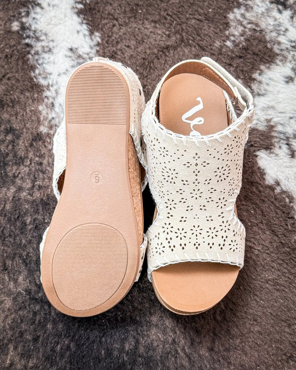 Lilly Platform Wedge Sandal in Cream by Very G - Image 5