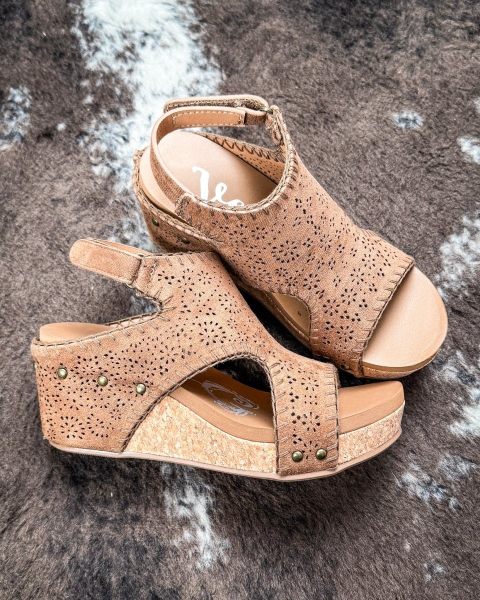 Lilly Platform Wedge Sandal in Tan by Very G - Image 3