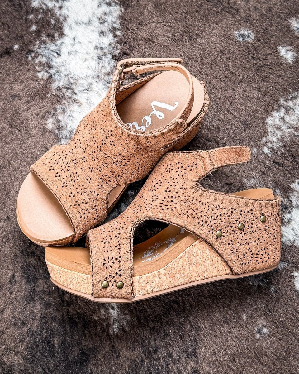 Lilly Platform Wedge Sandal in Tan by Very G - Image 4