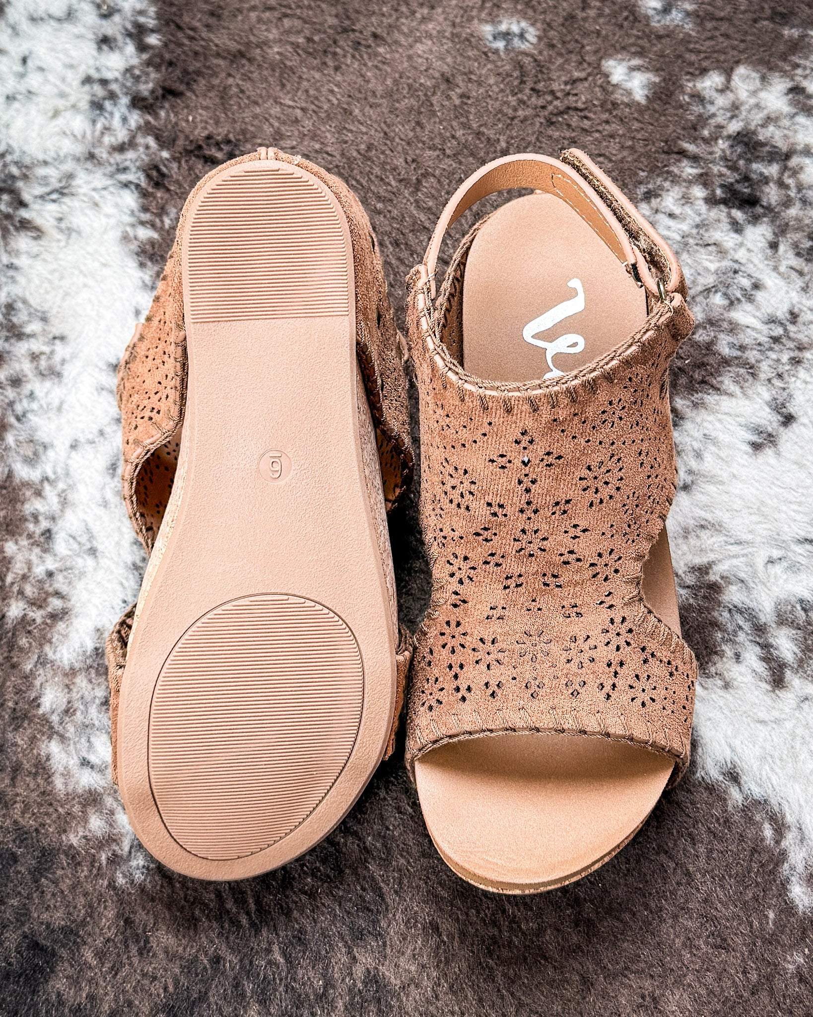 Lilly Platform Wedge Sandal in Tan by Very G - Image 5