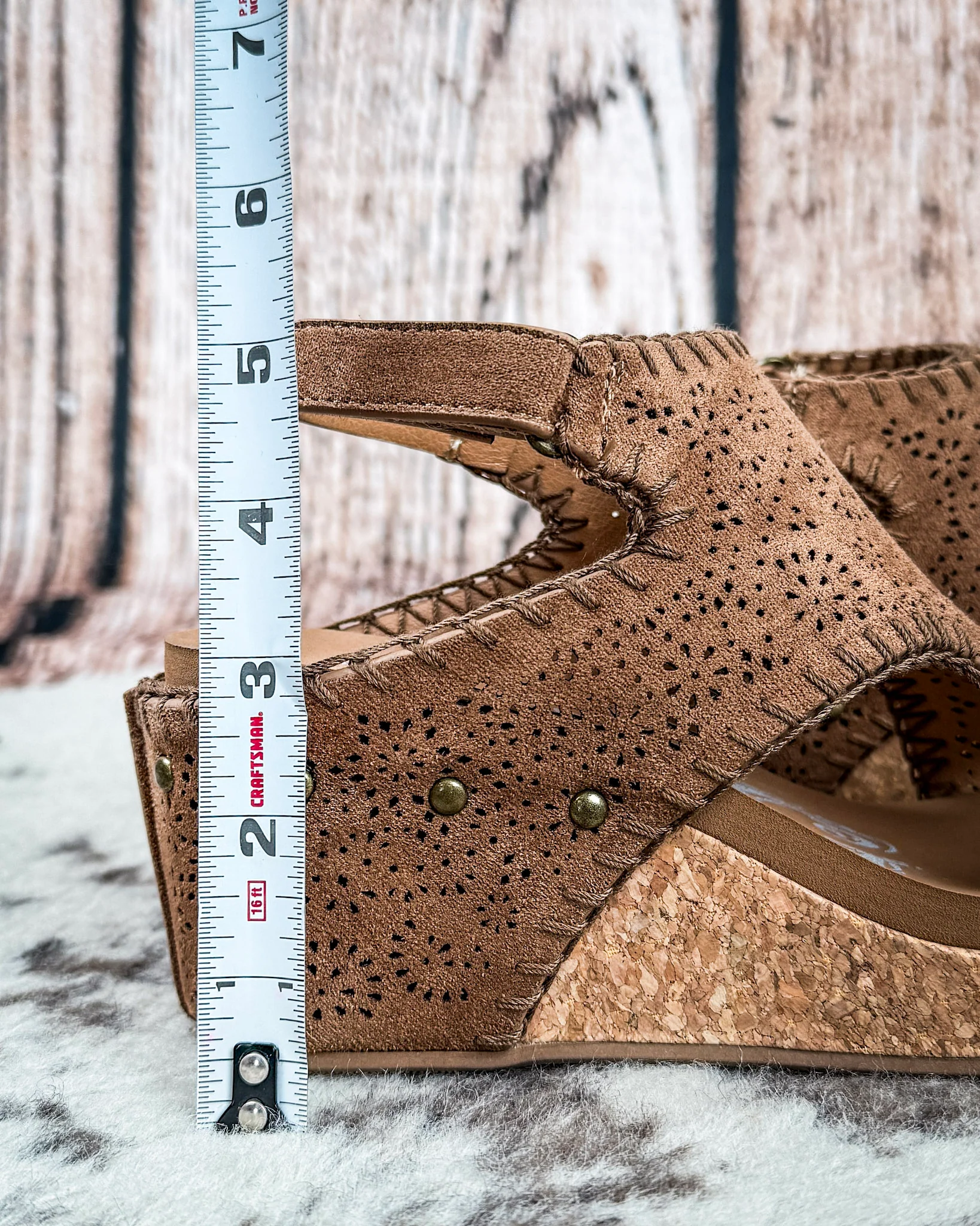 Lilly Platform Wedge Sandal in Tan by Very G - Image 6