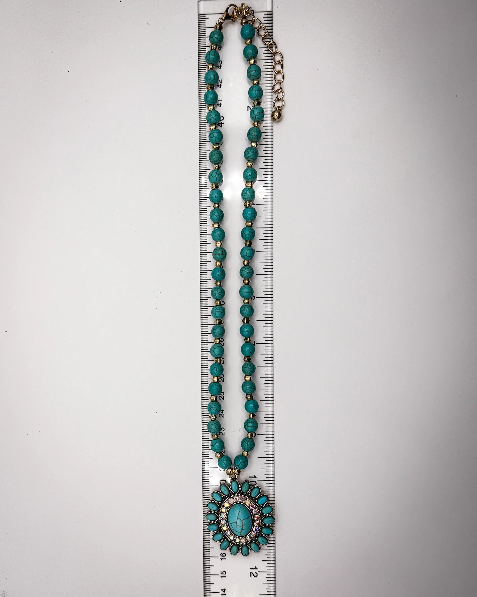 Magnolia Beaded Necklace in Teal - Image 5