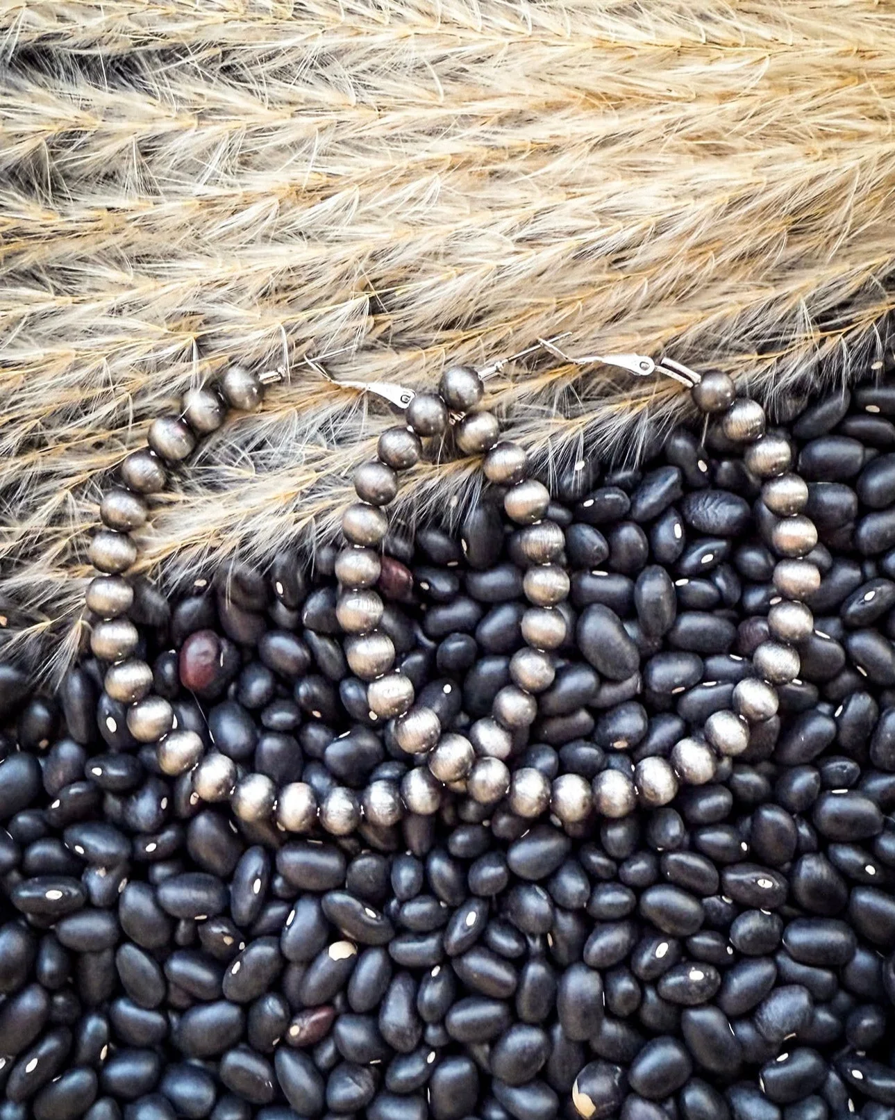 Marcy Navajo Style Pearl Hoop Fashion Earrings