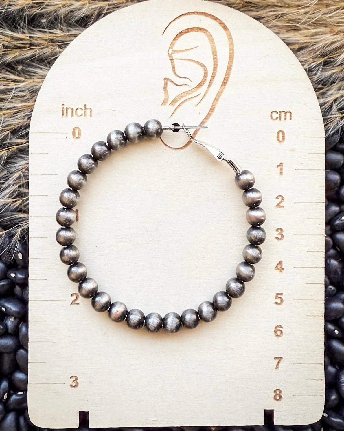 Marcy Navajo Style Pearl Hoop Fashion Earrings - Image 2