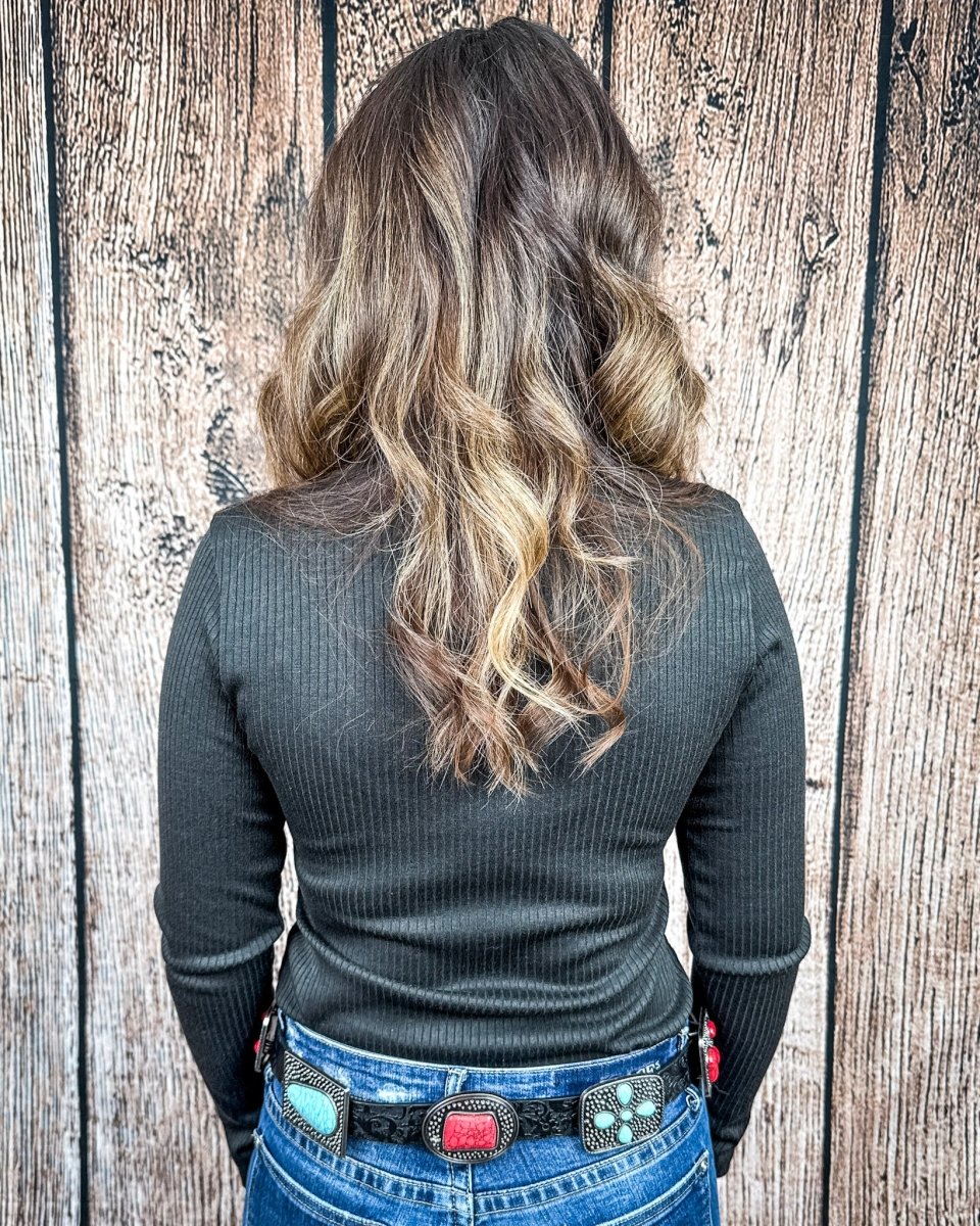 Marin Ribbed Round Hem Top in Black by Lucky and Blessed - Image 7