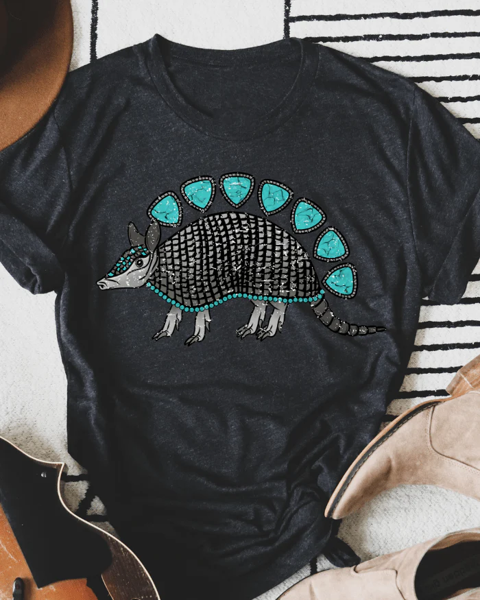 Midnight Mesa Armadillo Graphic Tee in Heather Graphite