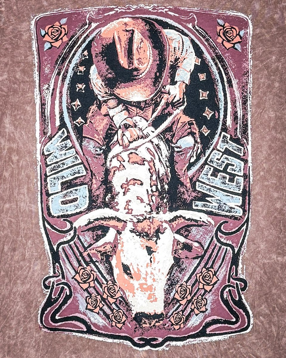 Milo Wild West Boyfriend Tee in Mocha Mineral Wash - Image 4