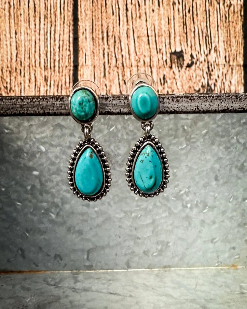 Molly Post Dangle Fashion Earrings - Turquoise - Image 2