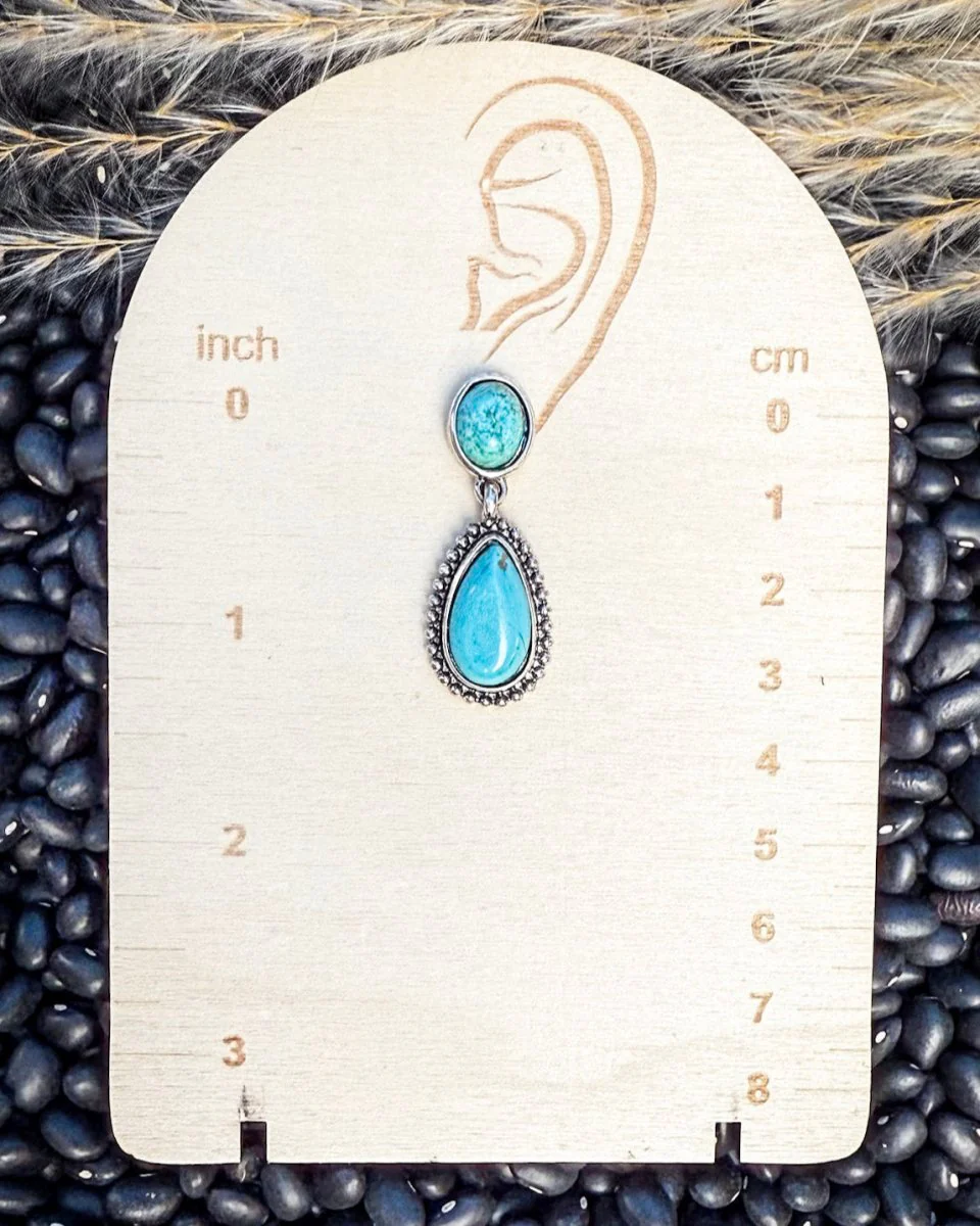 Molly Post Dangle Fashion Earrings - Turquoise - Image 4