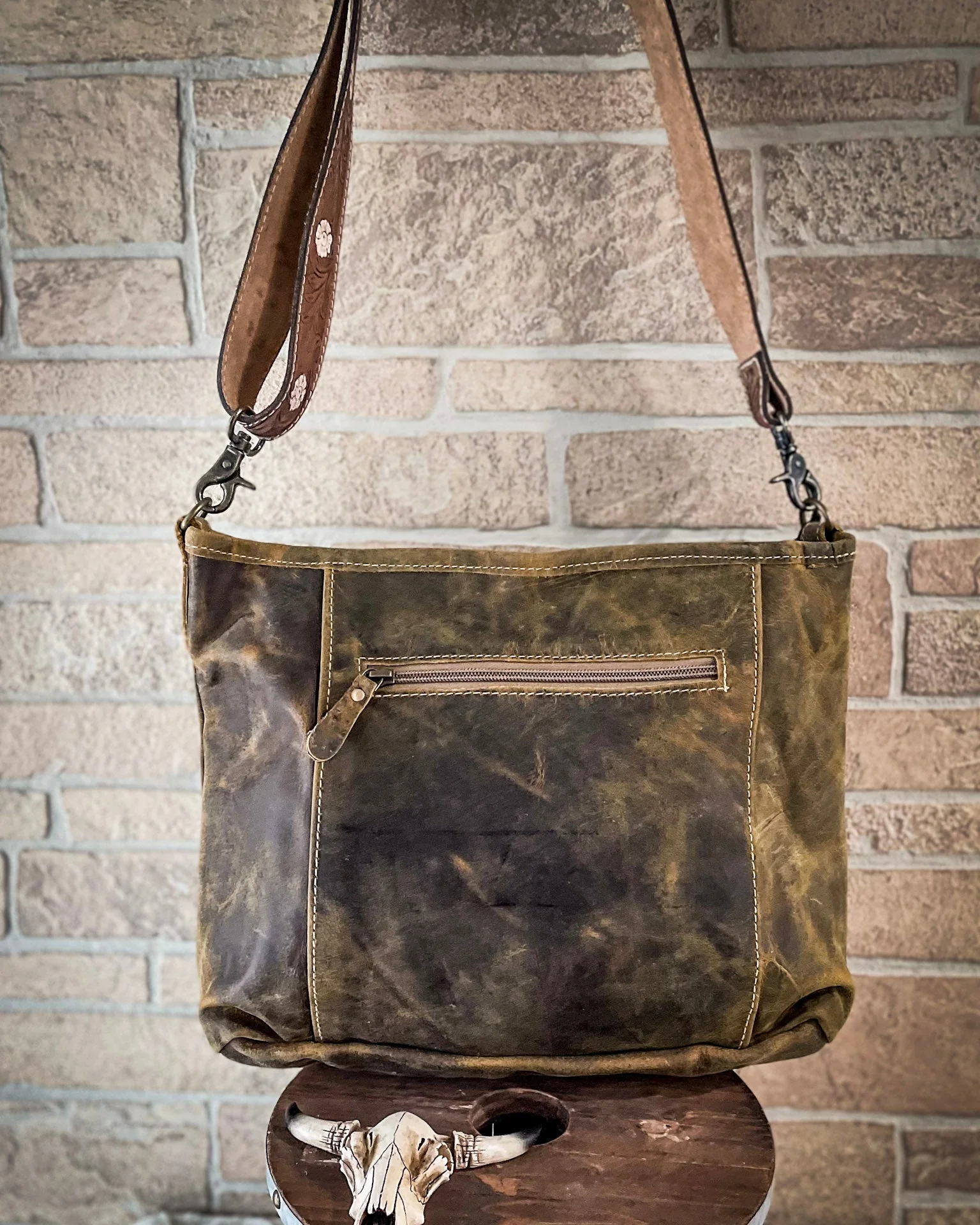 Cornell Rose Hair On Leather Bag by Myra Bag - Image 4