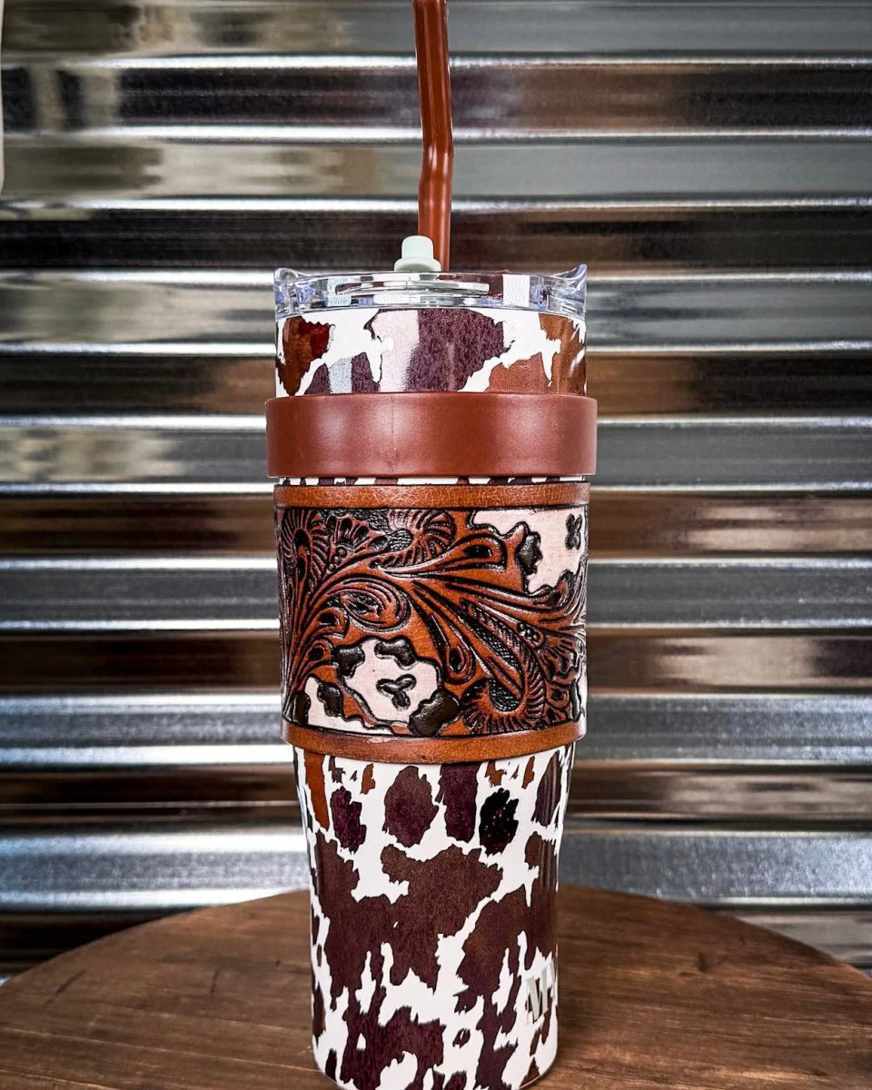 Wide Wyoming Tumbler in Brown and White by Myra Bag - Image 3
