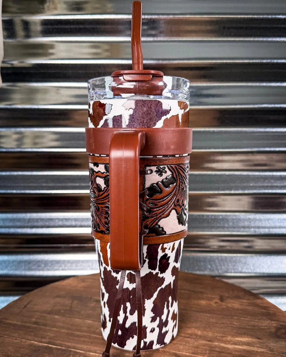 Wide Wyoming Tumbler in Brown and White by Myra Bag - Image 4