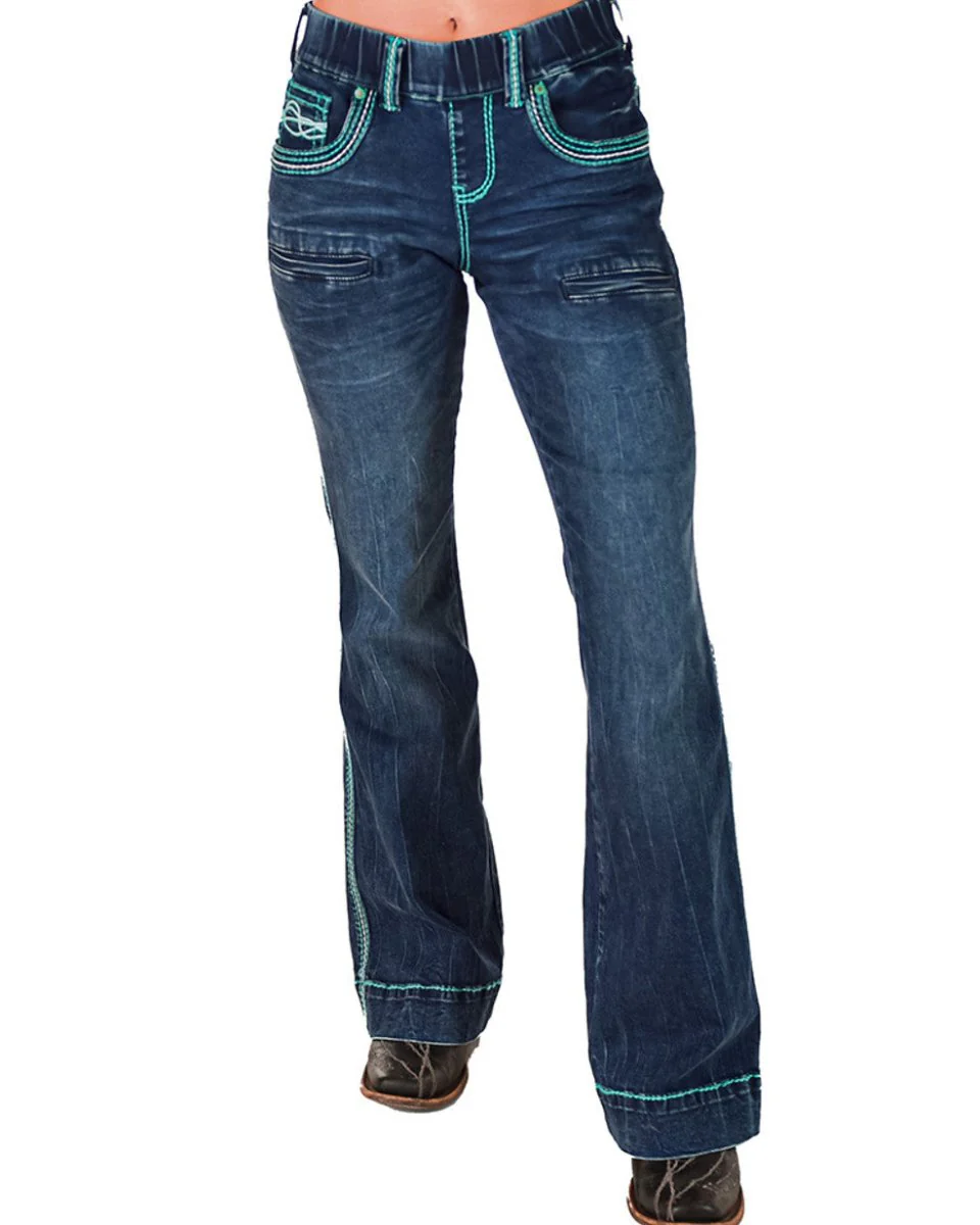 Pull-On Turquoise Hurricane Trouser by Cowgirl Tuff - Image 11