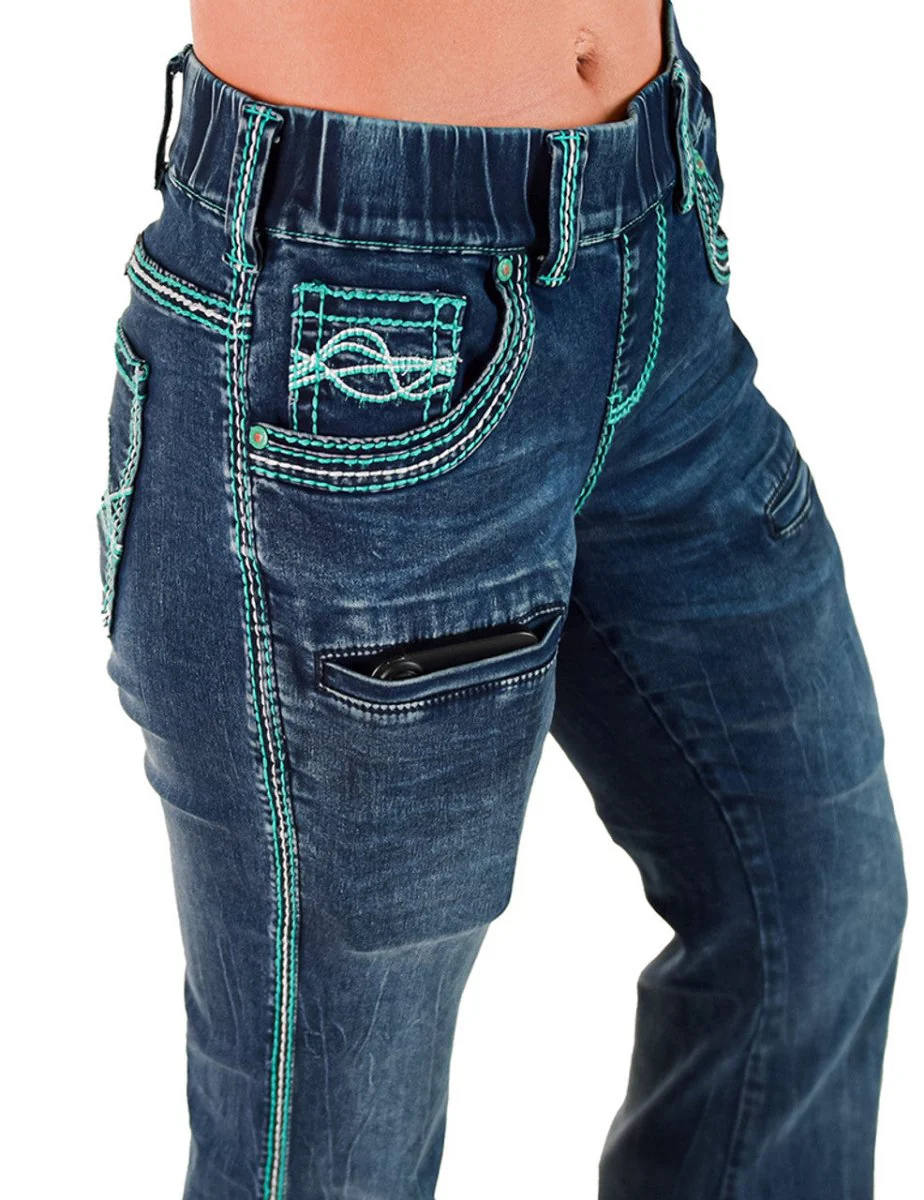 Pull-On Turquoise Hurricane Trouser by Cowgirl Tuff - Image 15