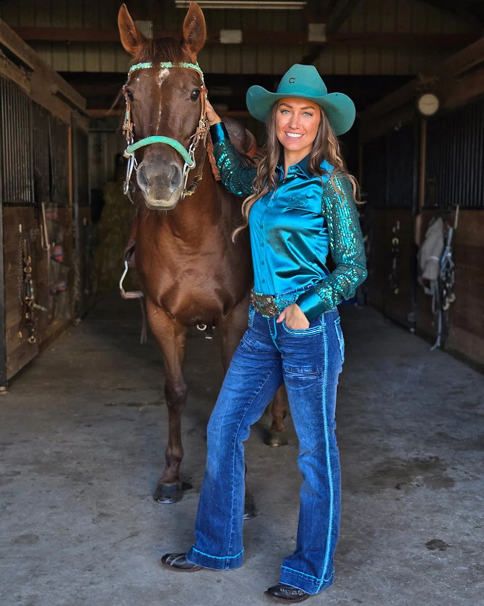 Pull-On Turquoise Hurricane Trouser by Cowgirl Tuff - Image 8