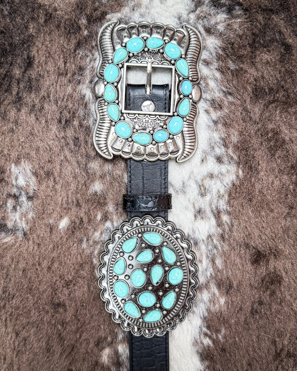 Ravenstone Turquoise Concho Belt in Black by Lucky and Blessed - Image 7
