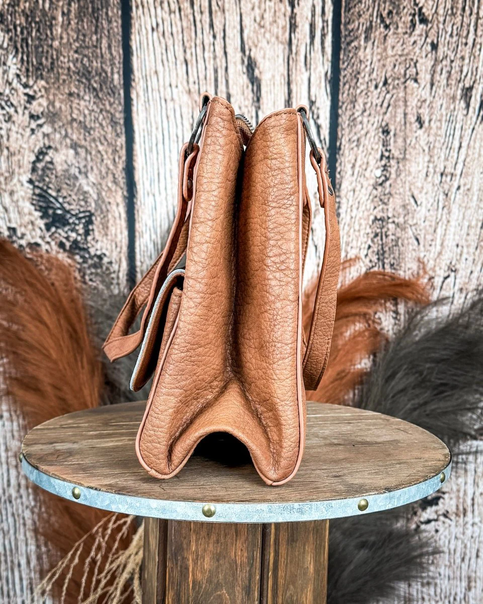 Red Rock Tooled Concealed Carry Tote in Brown by Trinity Ranch - Image 5