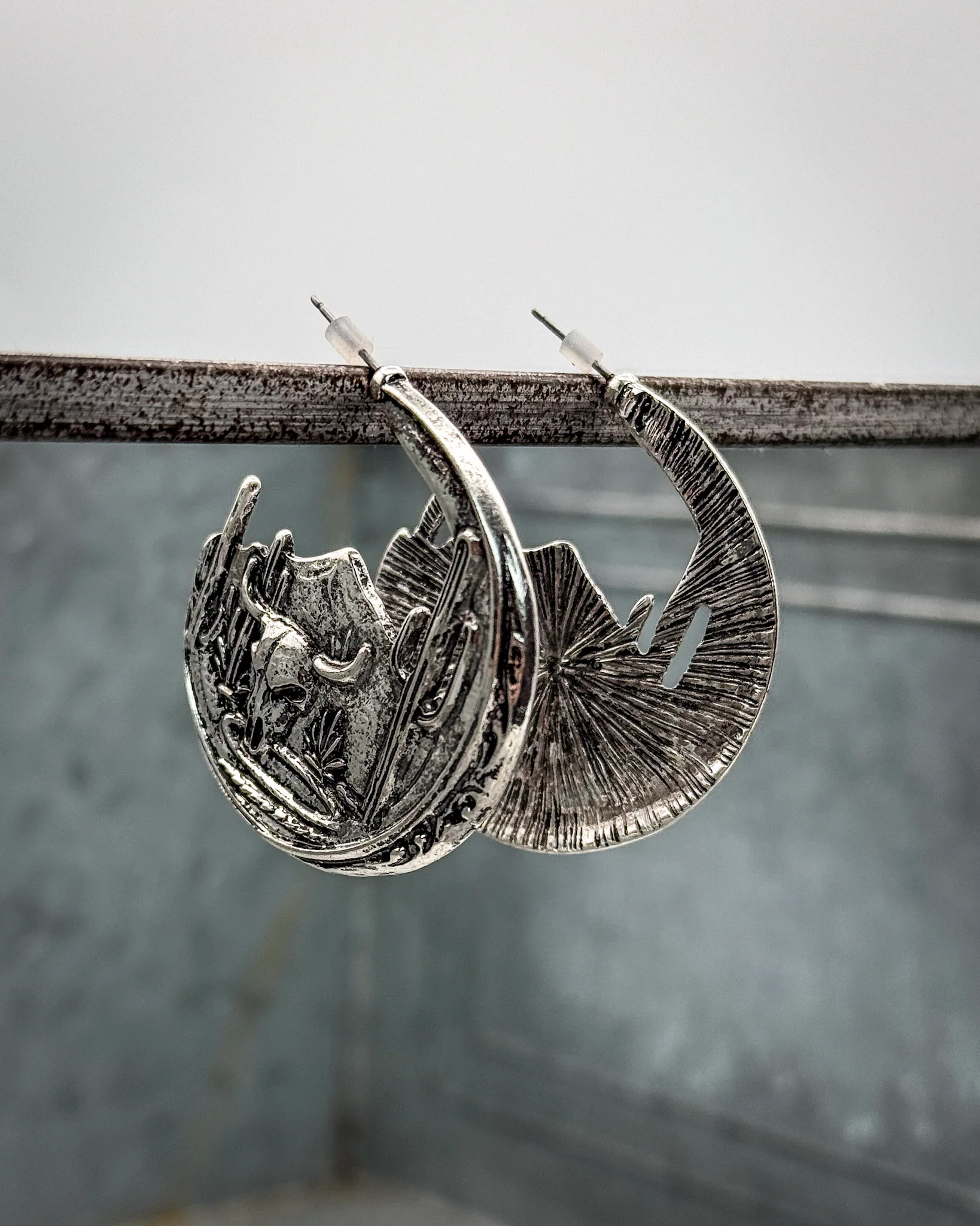 Ridgehorn Steer Crescent Hoop Earrings - Image 2