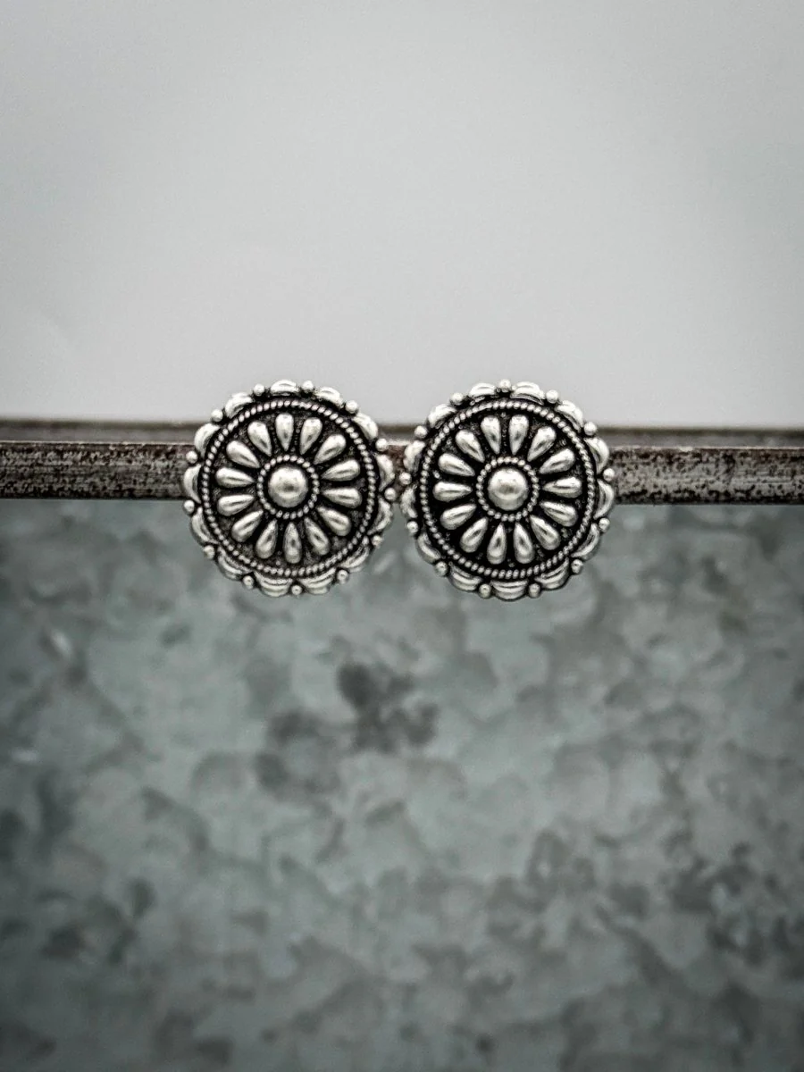 Ridgeview Floral Concho Stud Earrings - Image 2