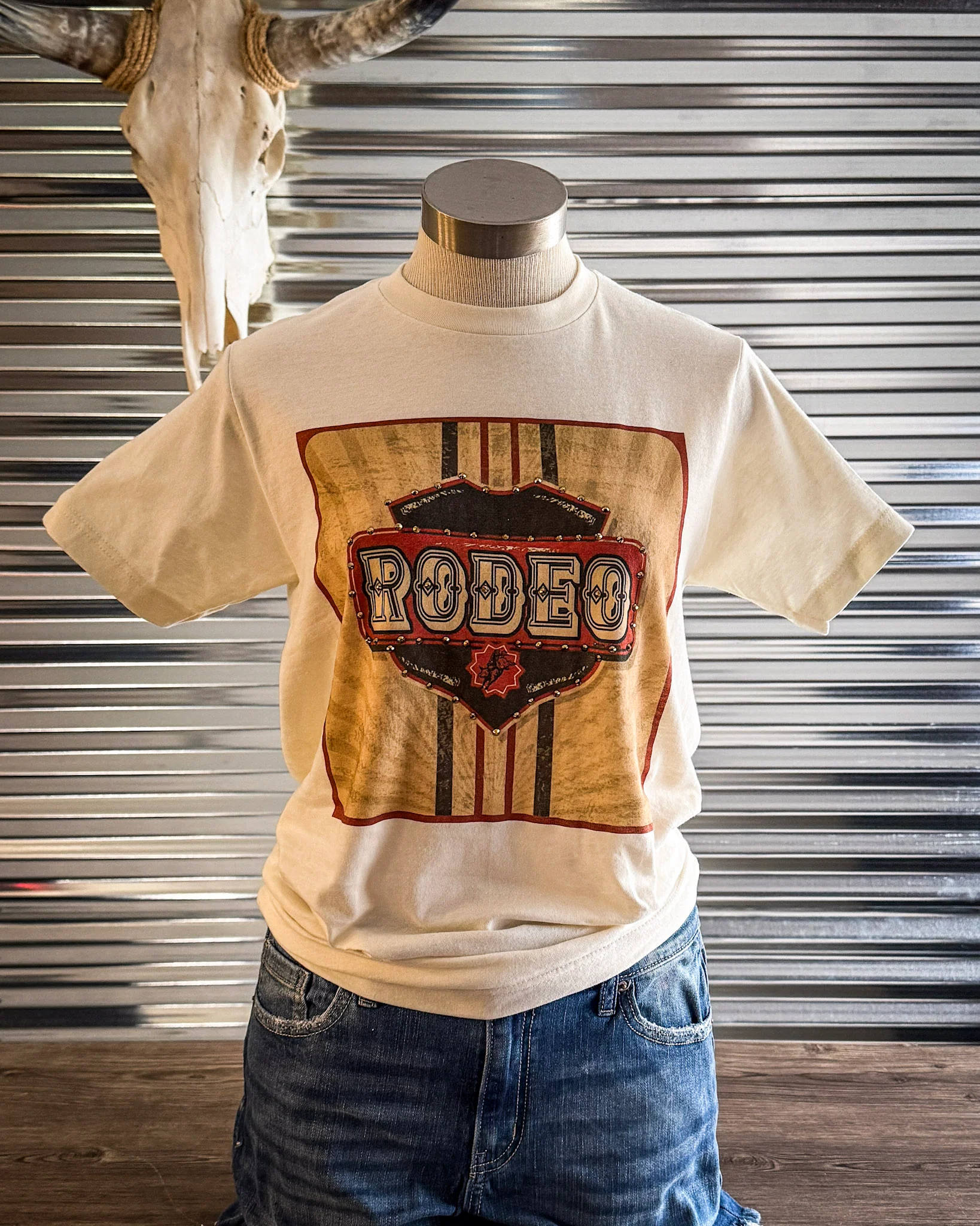 Rodeo Revival Rhinestone Graphic Tee in Cream - Image 5