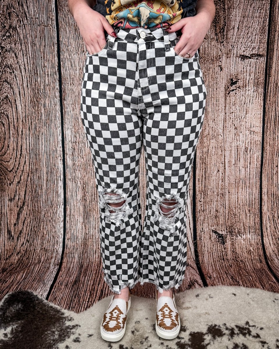 Round The Track Checkered Jeans by Sterling Kreek - Image 10