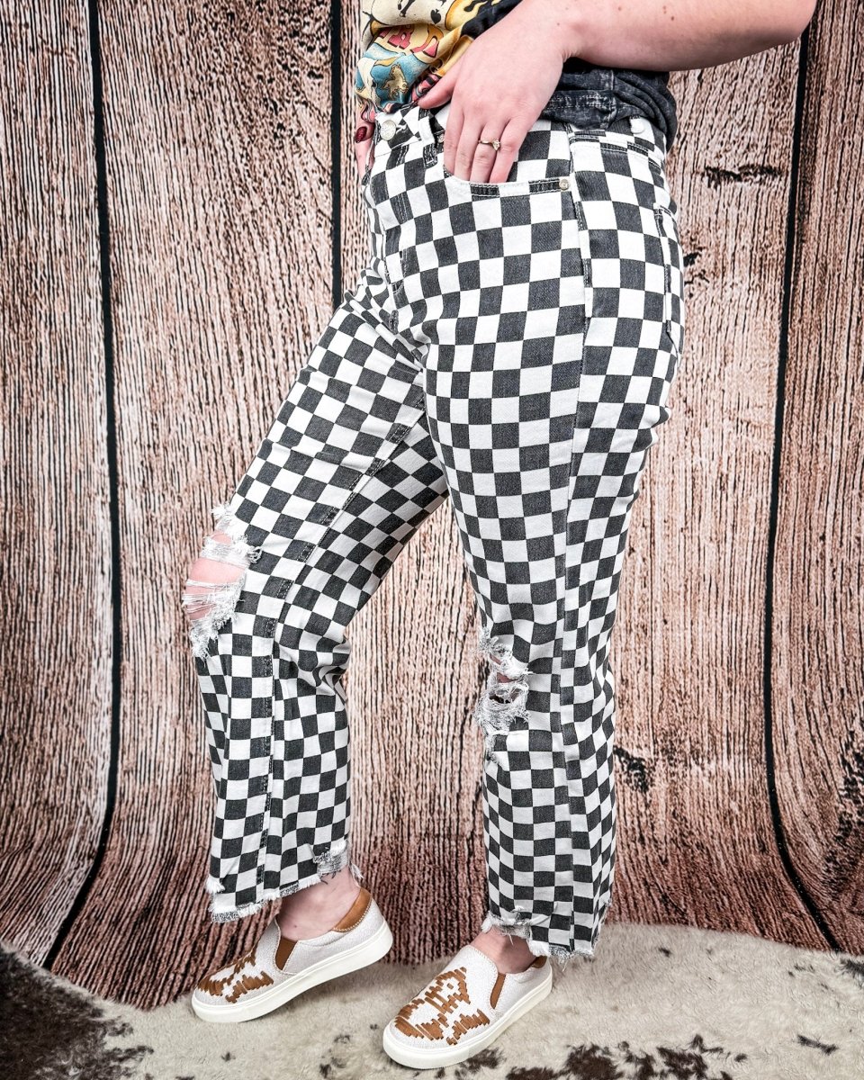 Round The Track Checkered Jeans by Sterling Kreek - Image 11