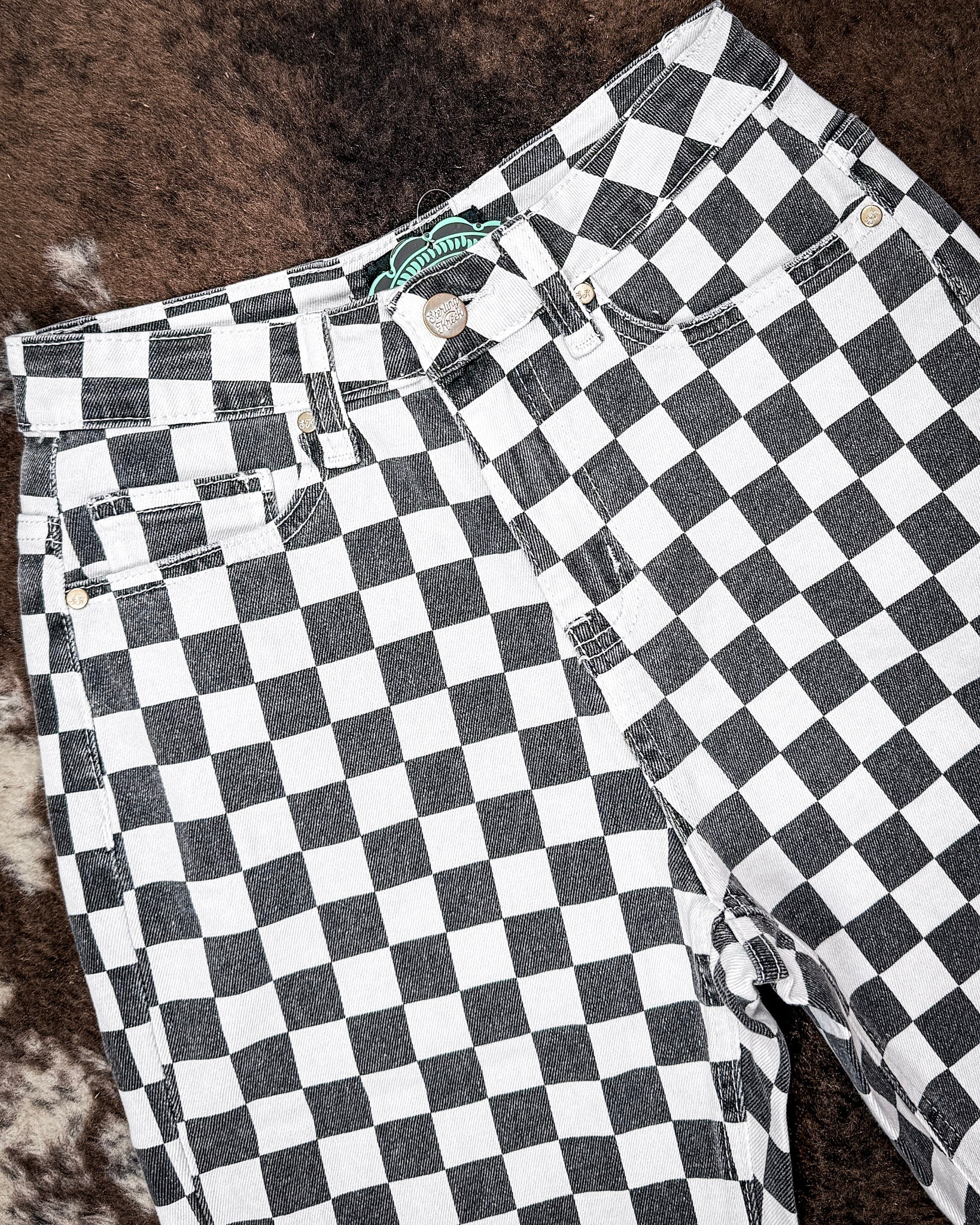 Round The Track Checkered Jeans by Sterling Kreek - Image 5