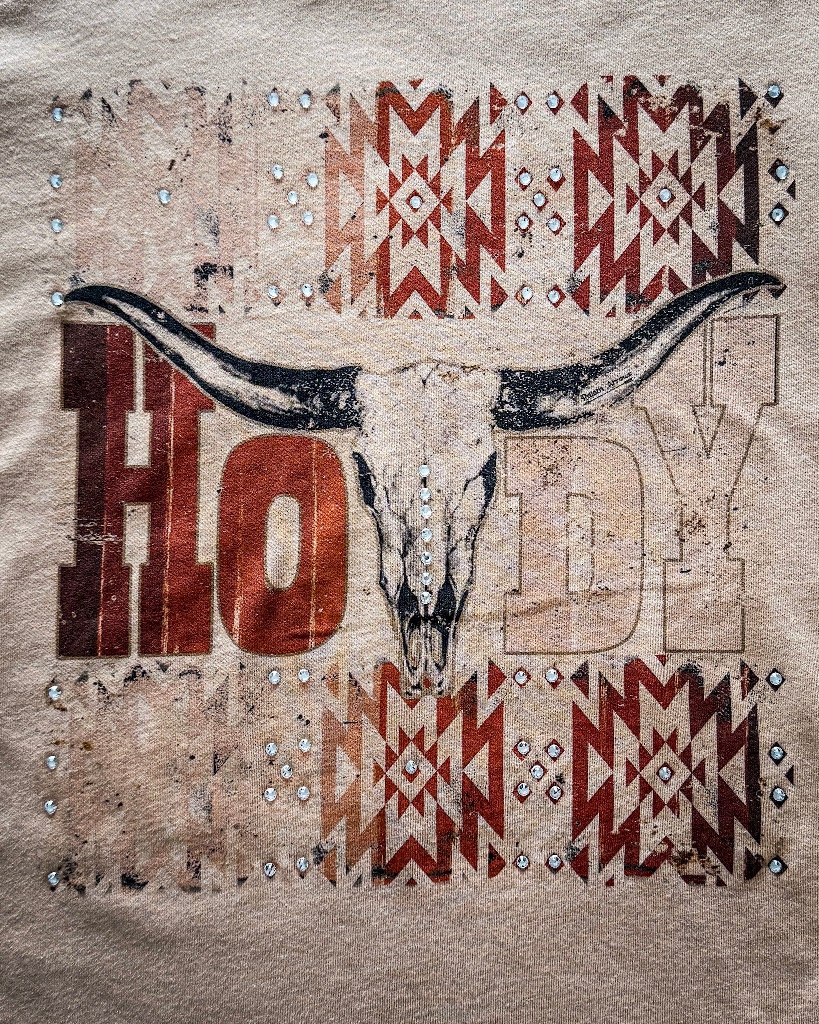 Rowdy Howdy Rhinestone Graphic Tee in Sand - Image 4