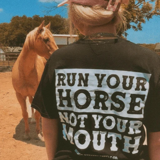 Run Your Horse Not Your Mouth Tee - Black - Image 4