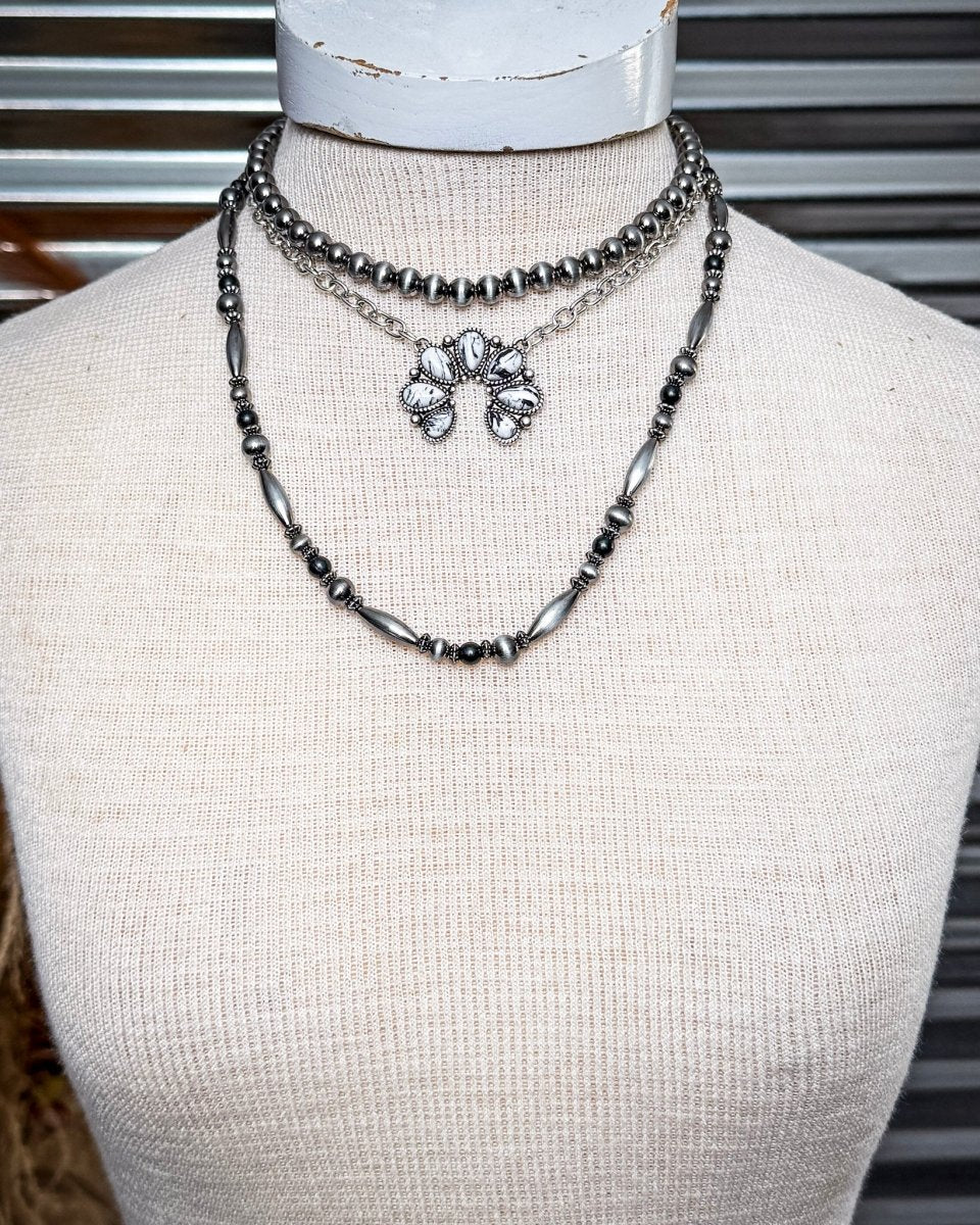 Sagebrook Layered Squash Blossom Necklace in White - Image 2